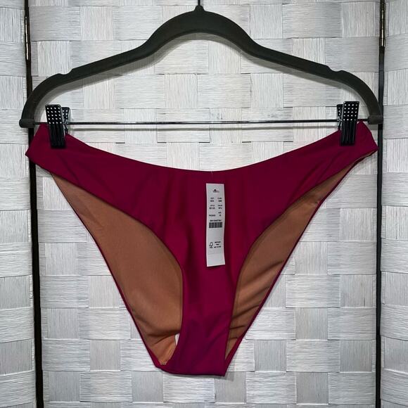 J. Crew Women's Cheeky Bikini Swim Bottom Size S Hot Pink Curved Waist Mid UPF - Picture 10 of 11